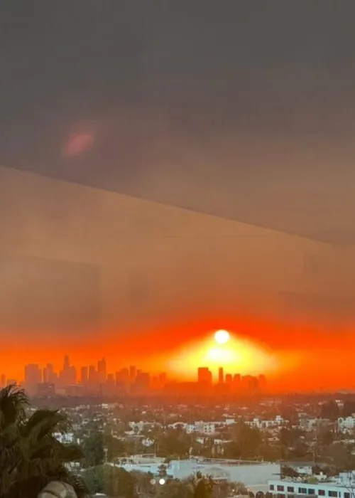 Fernanda Torres tirou a foto da janela do lugar onde estava hospedada, em Los Angeles