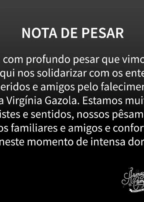 Nota de pesar publicada no Instagram do estabelecimento