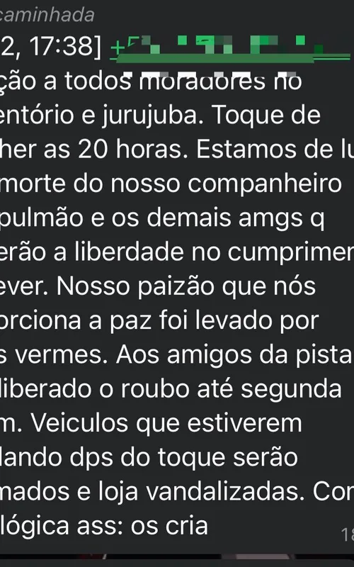 Mensagem estava circulando em grupos de WhatsApp