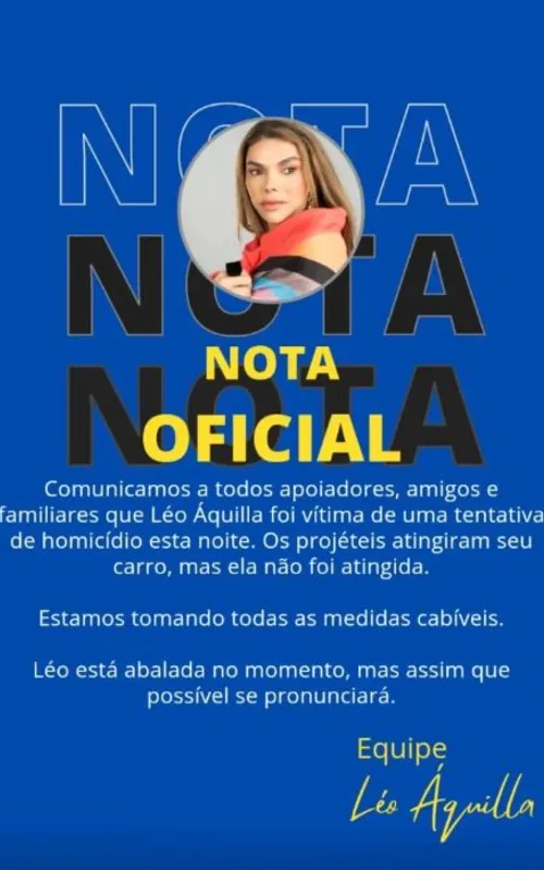 Nota publicado por sua equipe no Instagram