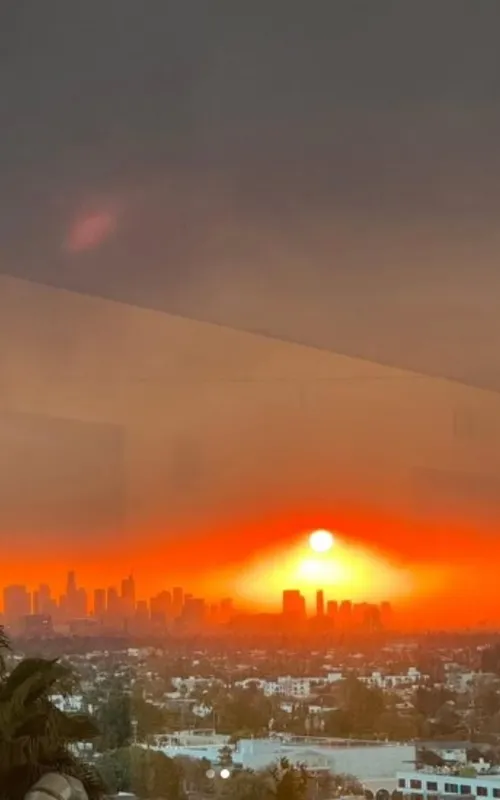 Fernanda Torres tirou a foto da janela do lugar onde estava hospedada, em Los Angeles