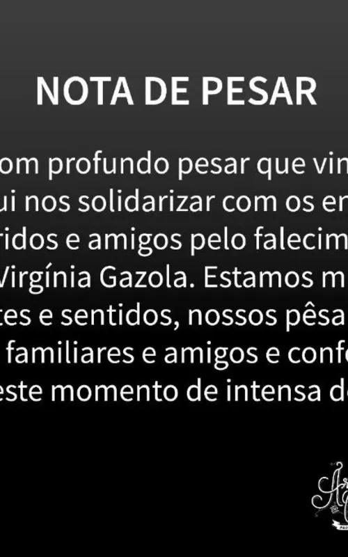 Nota de pesar publicada no Instagram do estabelecimento
