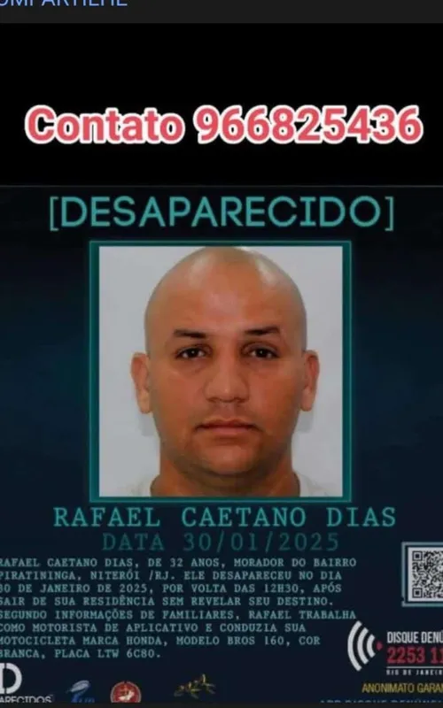 Cartaz de divulgação do desaparecimento de Rafael