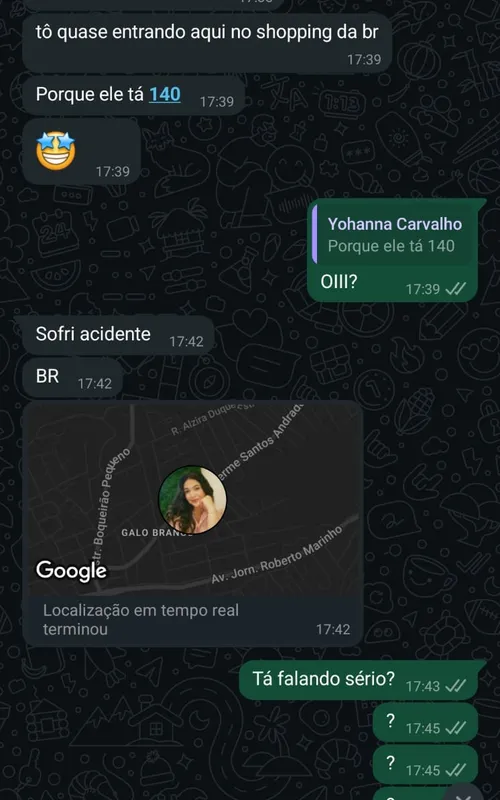 Print de conversa da vítima com amigo
