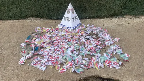 Material apreendido pela Polícia Militar