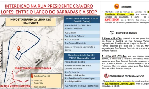 Prefeitura divulgou um mapa com orientações para quem precisar passar pelo local