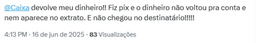 Relato publicado na rede social X