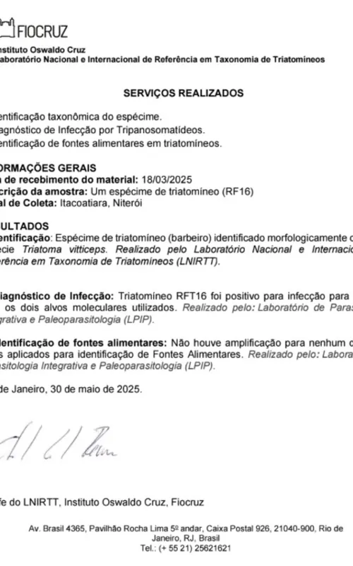 Laudo emitido pela Fiocruz ao qual o  ENFOCO teve acesso