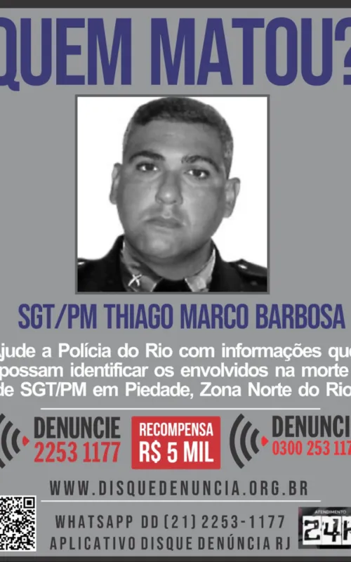 O sargento Thiago Barbosa foi morto ao ser reconhecido como policial militar