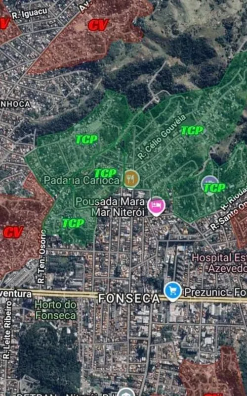 Mapa que circula na internet aponta possível avanço do TCP na região do Fonseca