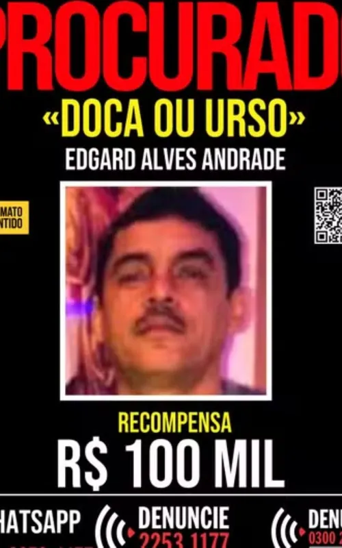 Cartaz do Disque Denúncia por captura do Doca