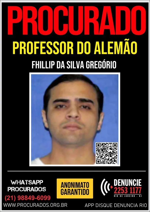 Fhillip da Silva Gregório, o Professor do Alemão, é foragido da Justiça