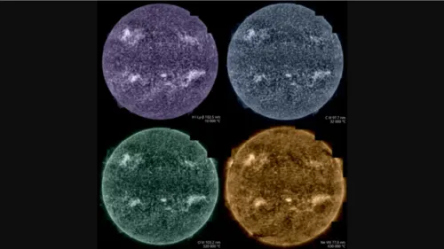 Cores mostram diferentes pontos da atmosfera do Sol