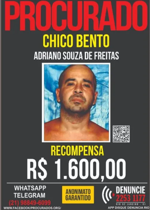 Adriano de Souza Freitas, o Chico Bento, é um das lideranças do Comando Vermelho.