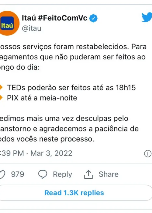 Imagem ilustrativa da imagem Itaú diz que serviços foram normalizados, mas clientes ainda reclamam