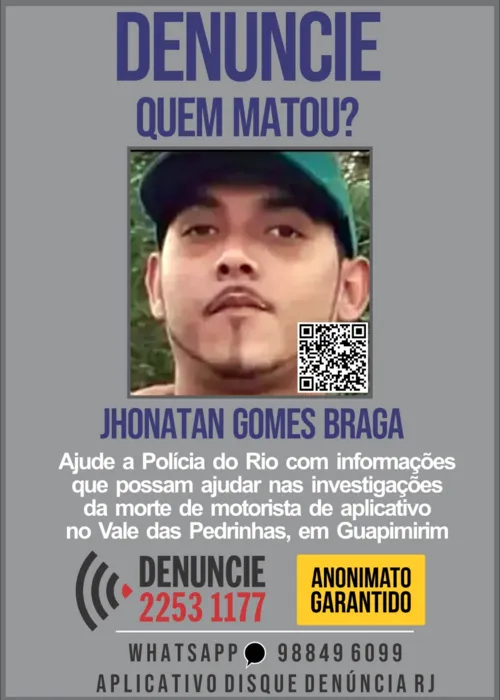 Imagem ilustrativa da imagem Cartaz pede informações sobre envolvidos na morte de motorista de aplicativo