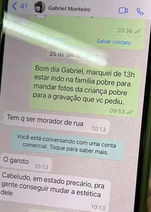 Print revela conversa de Gabriel com um funcionário