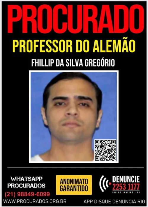 Fhillip da Silva Gregório, o Professor do Alemão, é foragido da Justiça