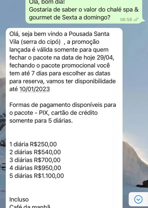 Primeiro contato da vítima com os golpistas