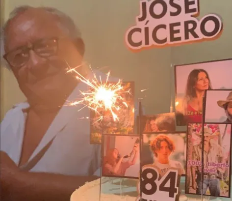 Idoso comemora os 84 anos com bolo inspirado na novela 'Pantanal'