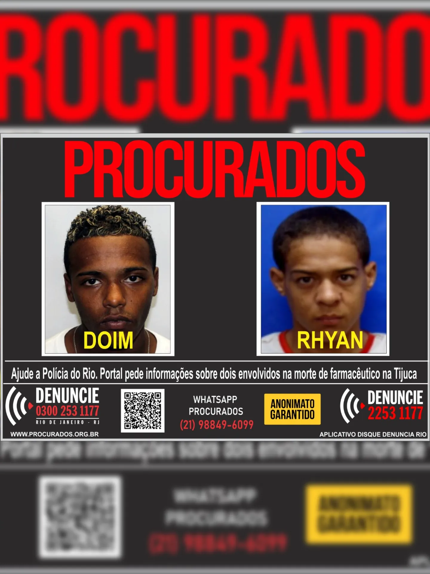 Portal dos Procurados lançou cartaz com fotos dos acusado