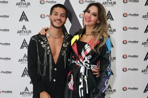 Maíra Cardi e Arthur Aguiar em gravação de novo EP