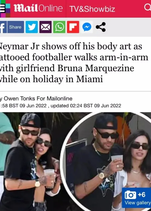 Jornal internacional confunde namorada de Neymar com Bruna Marquezine