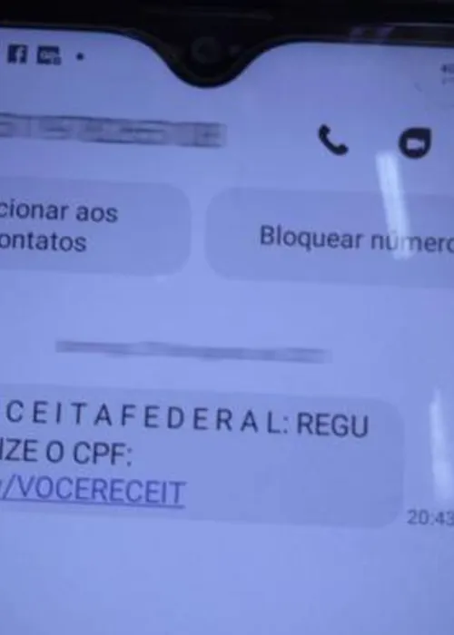 Mensagens contêm links que induzem ao recolhimento de uma taxa falsa com a finalidade de regularização do CPF