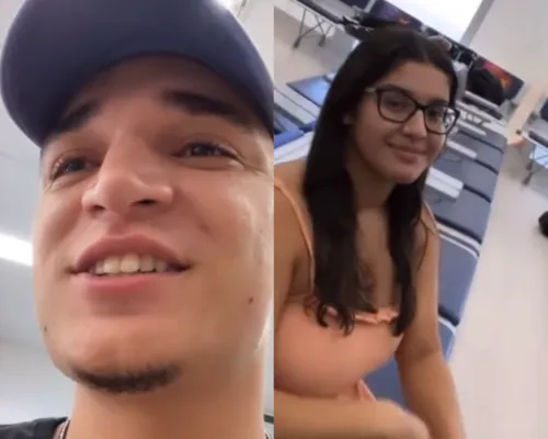 João Gomes e a mulher no aeroporto enquanto conversavam