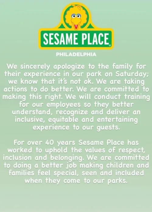 Nota do Parque "Sesame Place"