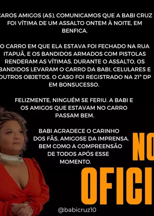 A assessoria da mulher publicou uma nota sobre o caso