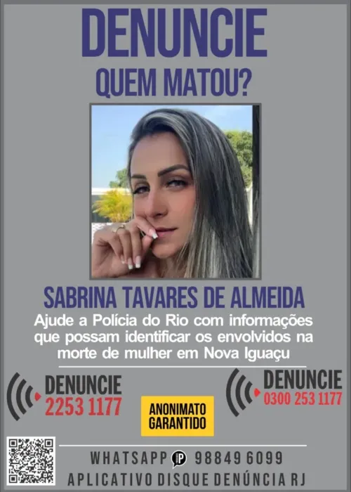 Sabrina foi morta em casa na última quinta-feira (11)