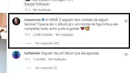 Luísa Sonza comenta em publicação do Instagram oferecendo figurinhas para João Gabriel