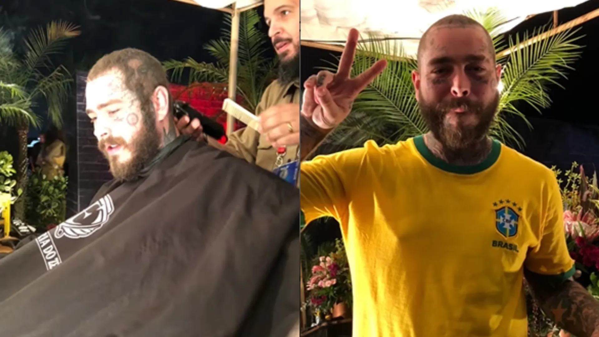 Post Malone corta o cabelo com barbeiro brasileiro