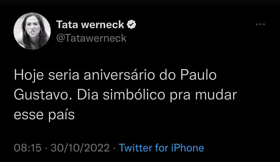 Tata Werneck postou sua homenagem no Twitter