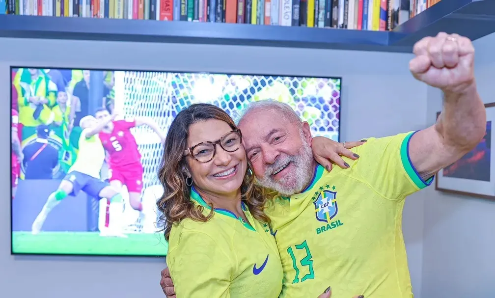 Lula e Janja comemoraram a vitória do Brasil
