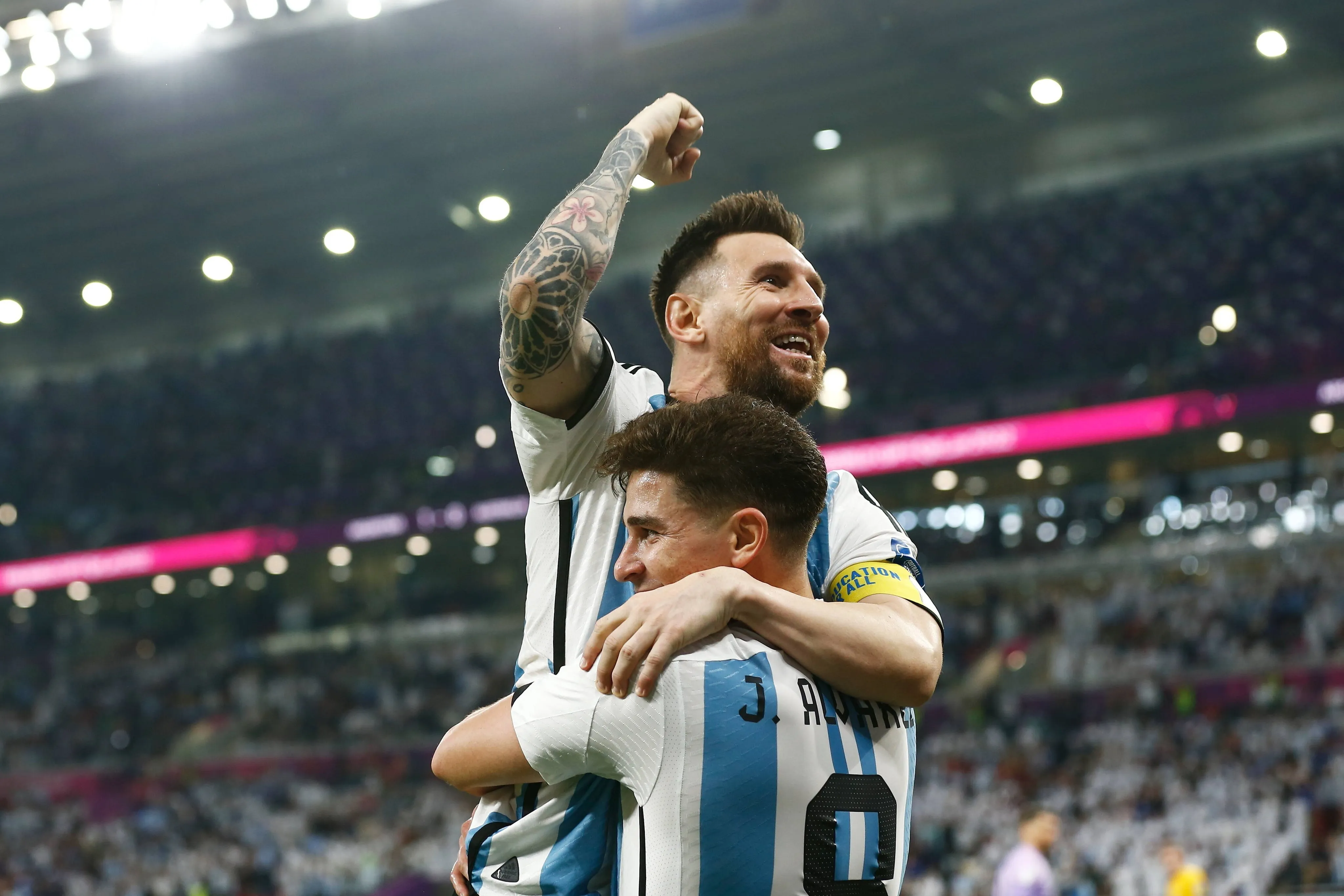 Messi comemora gol da Argentina na Copa do Mundo