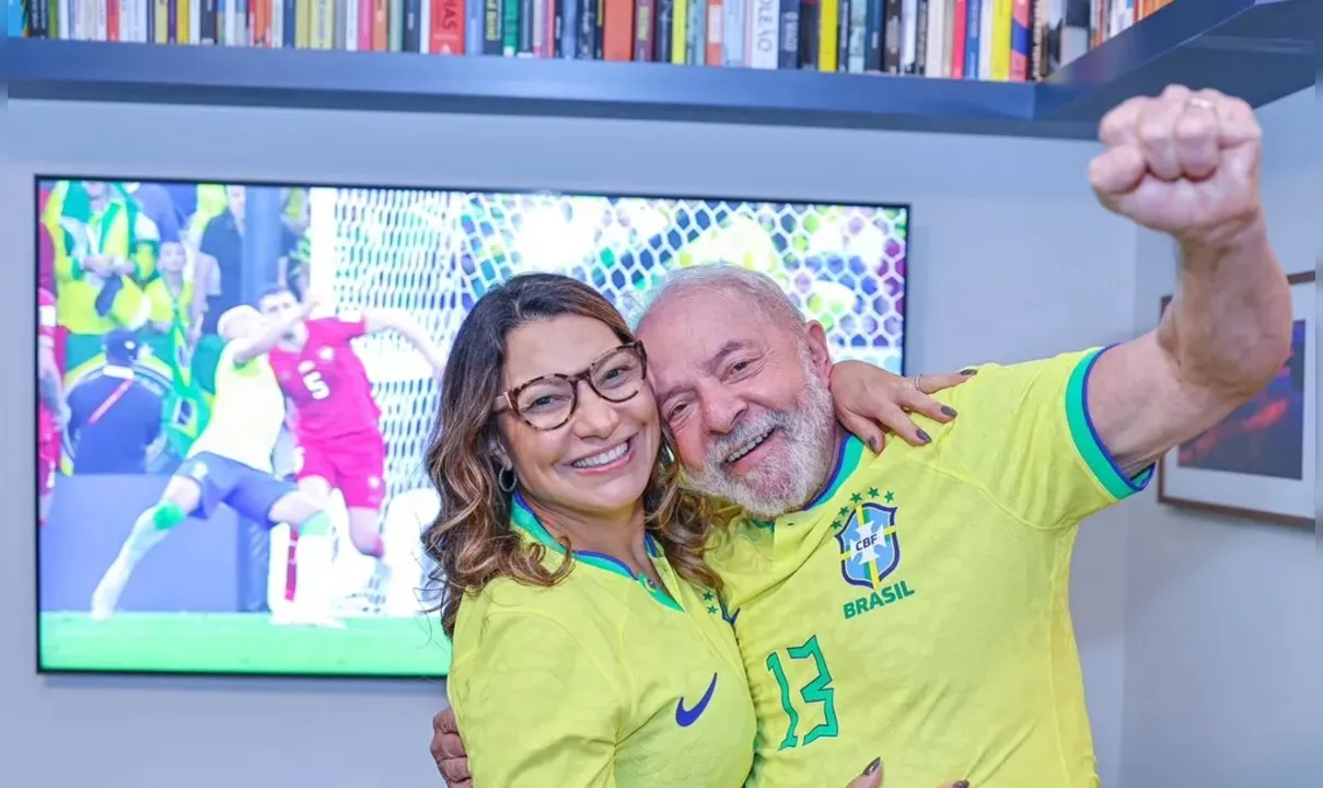 Lula e Janja comemoraram a vitória do Brasil