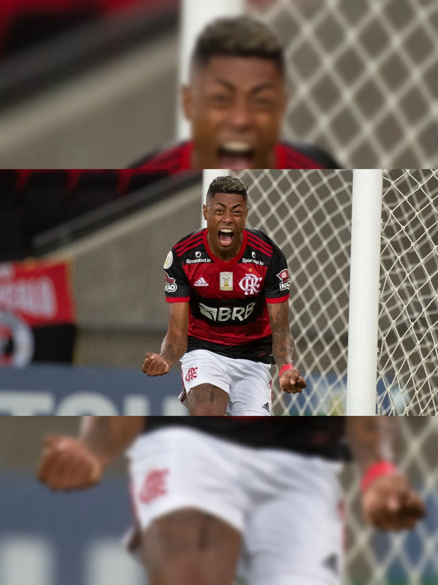 Bruno Henrique comemorando gol em jogo do Flamengo