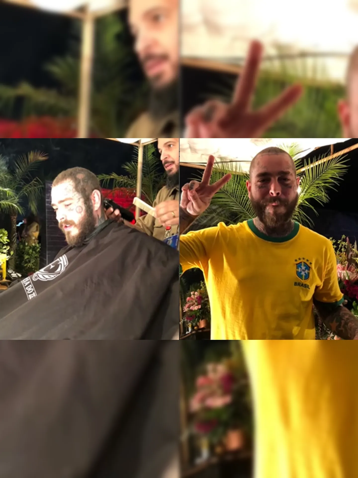 Post Malone corta o cabelo com barbeiro brasileiro