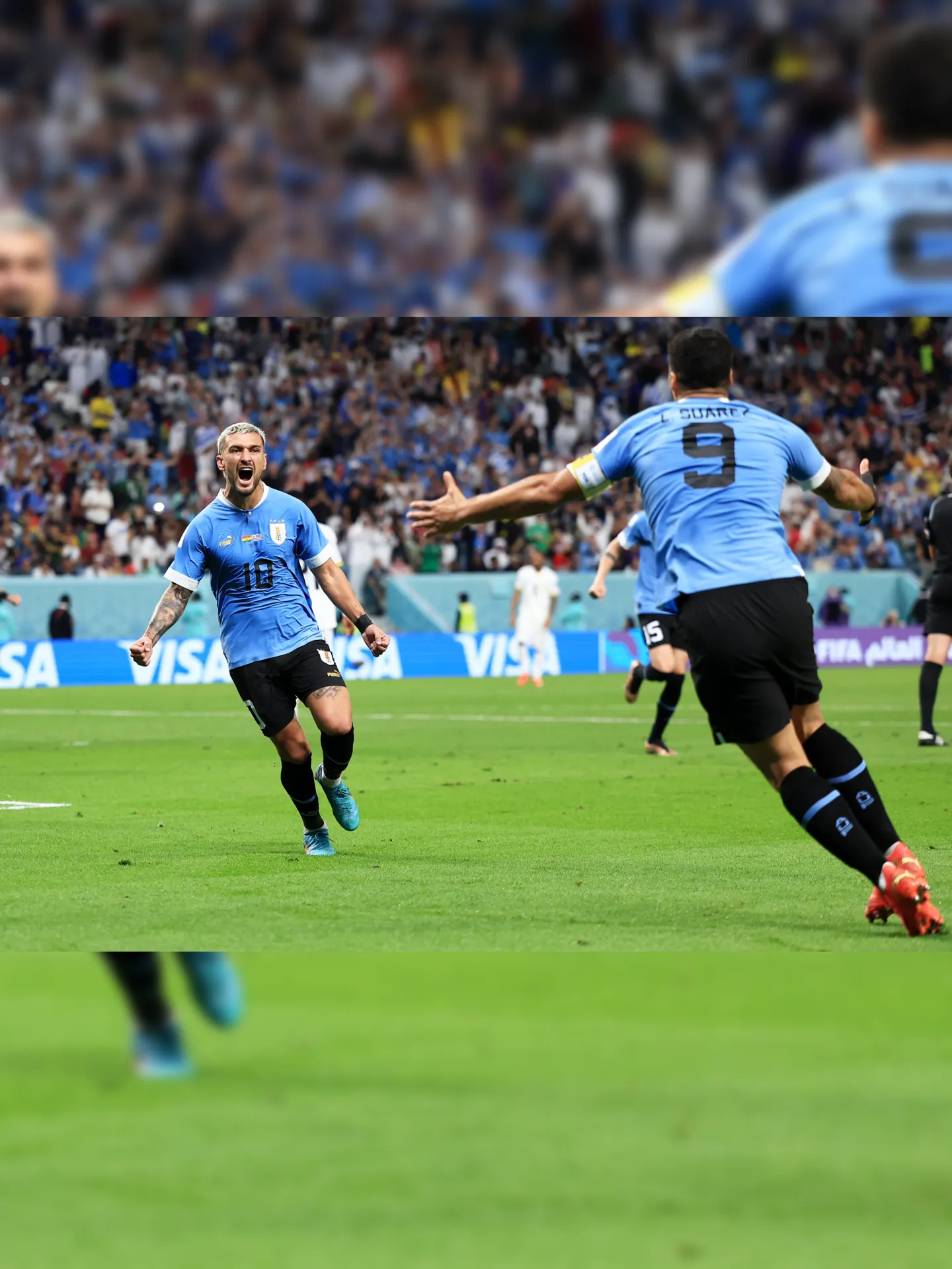 Arrascaeta fez dois gols na partida, mas não foi o suficiente para a classificação dos uruguaios