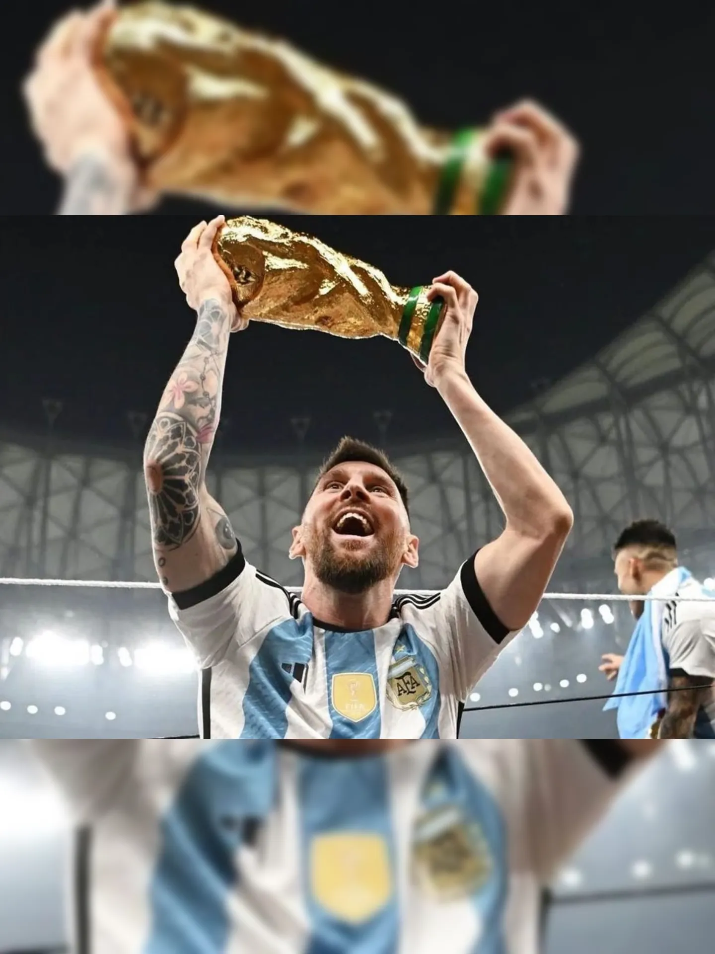 Messi ergue a taça da Copa do Mundo