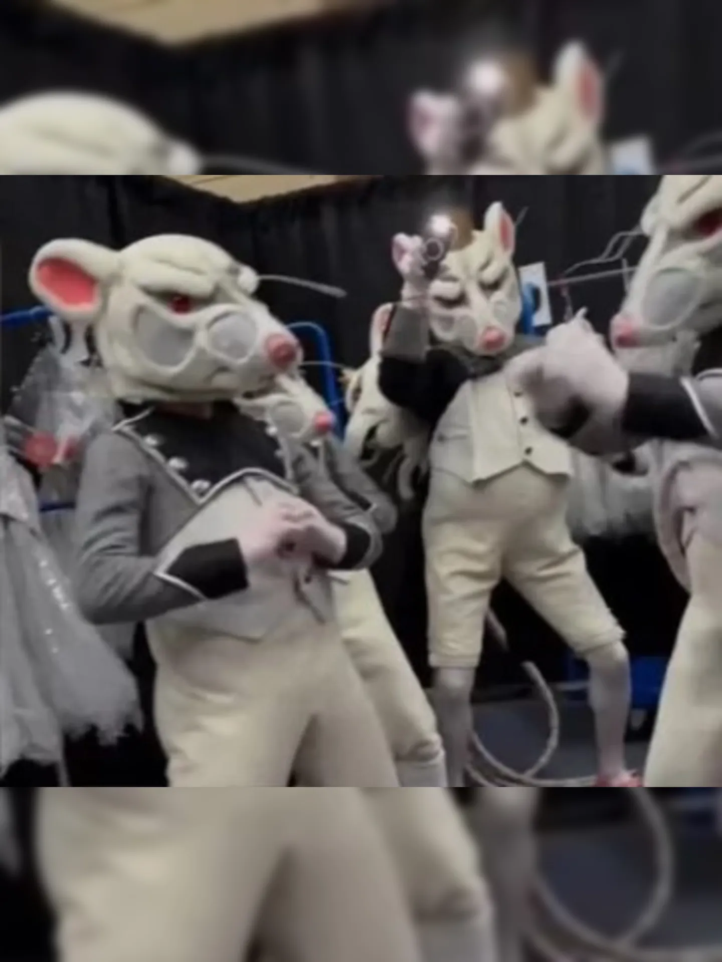 Membros do American Ballet Theatre dançaram a coreografia da música "Tubarão, te amo" fantasiados de ratos