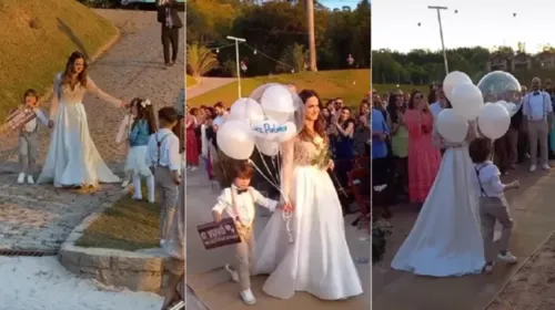 Dom entra com um balão homenageando o avô, no decorrer da cerimônia o balão foi solto