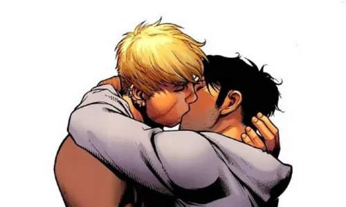 Hulkling (esquerda) e Wiccano (direita) formam casal nas HQs