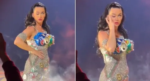 Katy Perry estava usando um vestido feito de latas