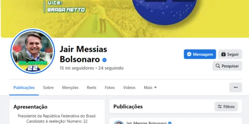 Bolsonaro se mantém como presidente do país no Facebook