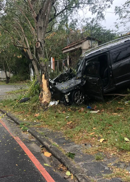 O carro onde as vítimas estavam teria colidido contra uma árvore