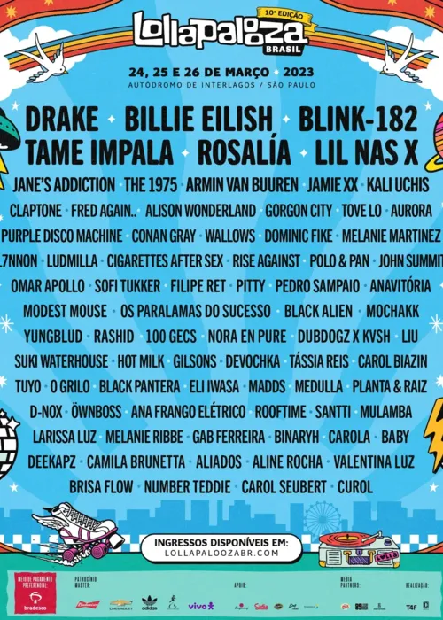 Line Up Lollapalooza Brasil 2023