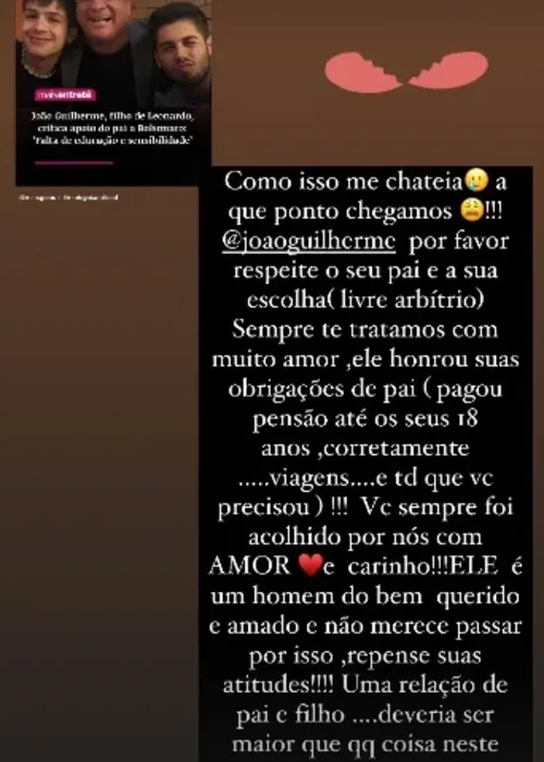 Poliana Rocha sai em defesa do marido e rebate o enteado em seu Instagram